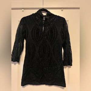 FREE PEOPLE MOCK NECK LACE TOP